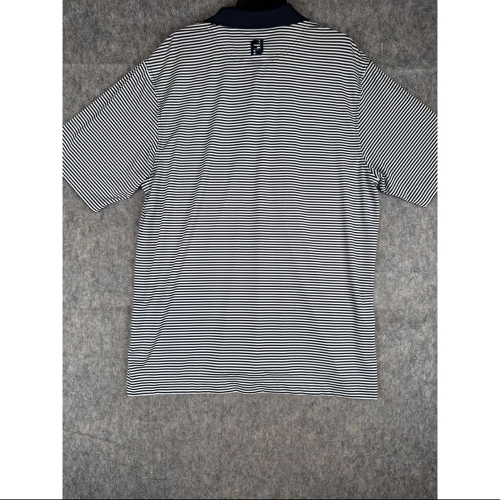 FootJoy Polo Shirt Men's Large Black White Striped Golf Stretch Performance - Picture 2 of 5